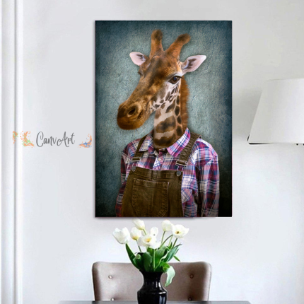 Giraffe in Dungarees Canvas36" x 24"