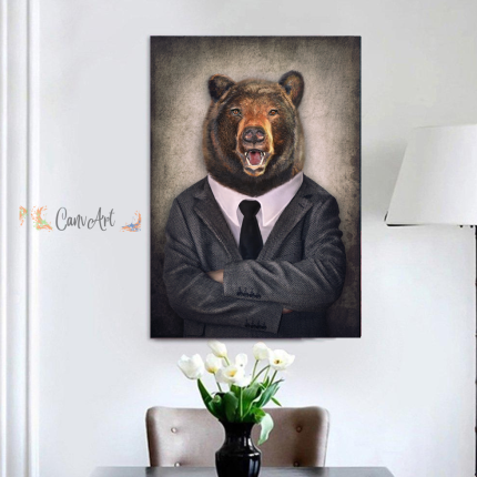 Bear In A Suit Canvas36" x 24"